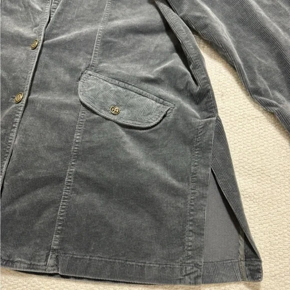 Anthropologie Pilcro Women M Washed Corduroy Blazer Boxy Oversized Slouchy Blue - Picture 10 of 13